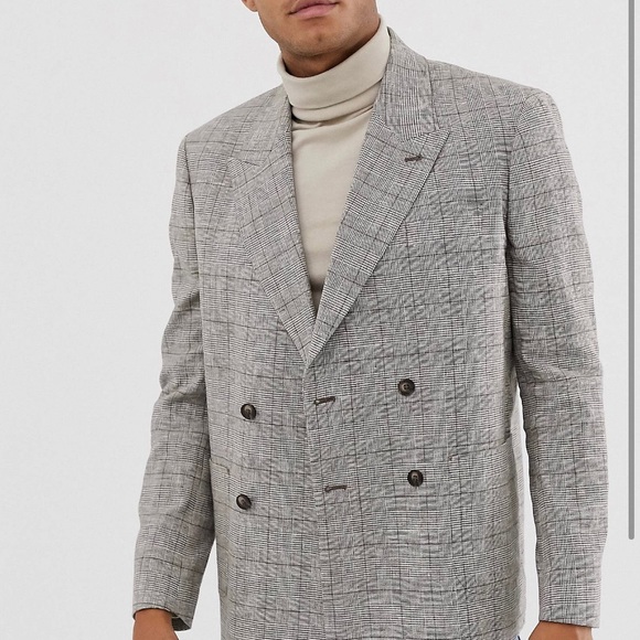 Asos Brown Linen Oversized Double Breasted Blazer - Picture 5 of 5